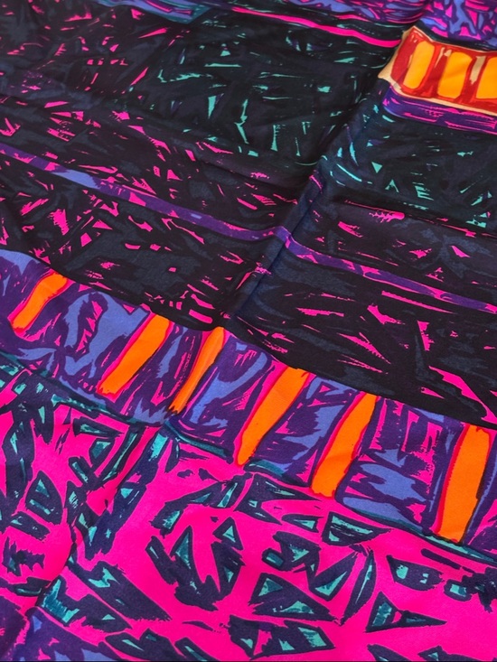 Liberty Vibrant Abstract Silk Scarf in Pink, Purple & Blue - Picture 7 of 8